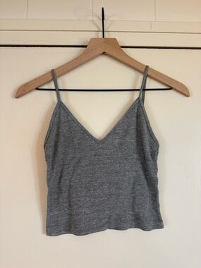 Brandy Melville Ribbed V-Neck Spaghetti Strap Tank Top - Gray
